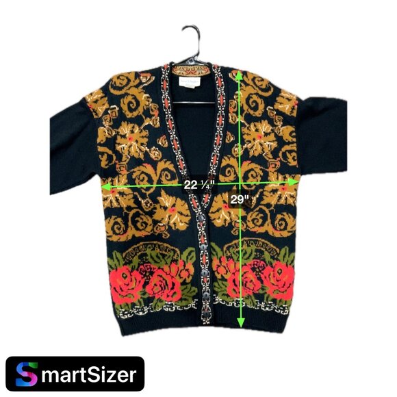 Vintage Norton McNaughton Floral Pattern Knit Cardigan Sweater SZ Medium - Picture 7 of 8